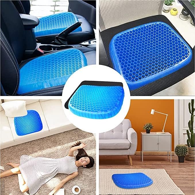 Egg Gel Seat Cushion Ergonomic Breathable Design Pressure Relief Sitter Tailbone Pain Sciatica Pain Back Pain Silicon Seater Cushion Chair Pad with Non-Slip Cover for Home (Pack of 1)
